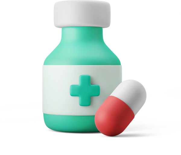 Drug Bottle And Pill 3D Icon